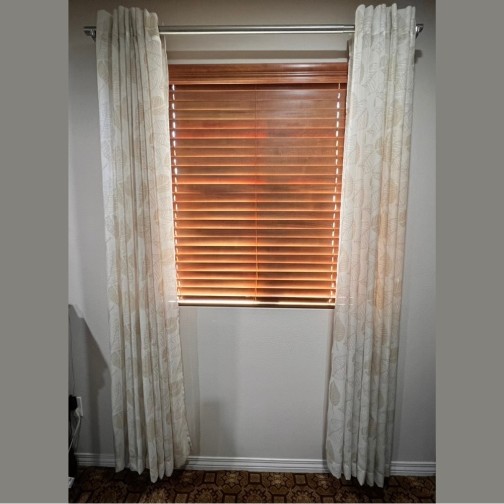 JCPenney Sheer Beige Curtains Leaves Design (4 panels) 51” width x 84” height